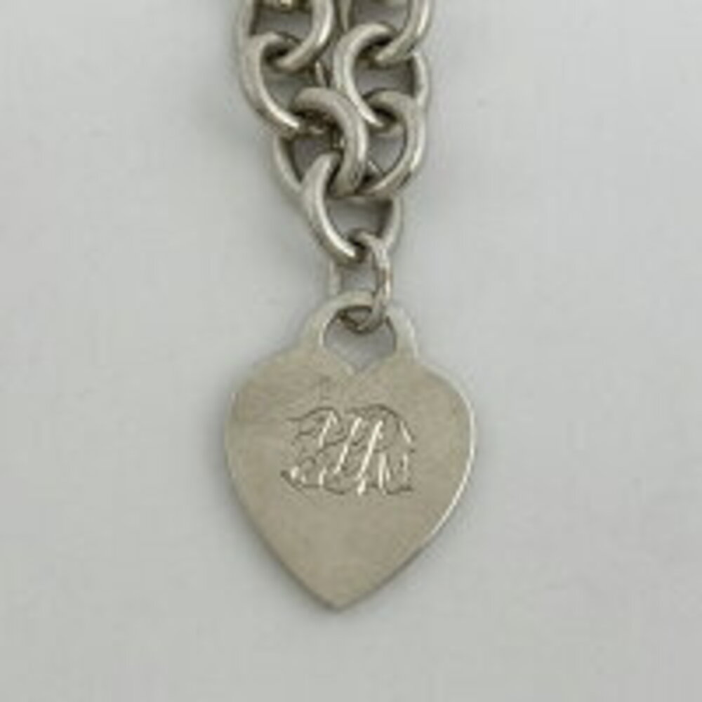 Tiffany Co Heart Motif Chain Necklace Choker Sterling Silver